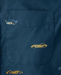 Baby And Toddler Boys Racecar Poplin Button Up Shirt