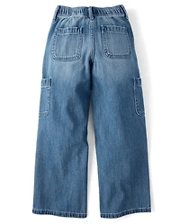 Jeans cargo amples à enfiler pour filles