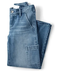 Jeans cargo amples à enfiler pour filles