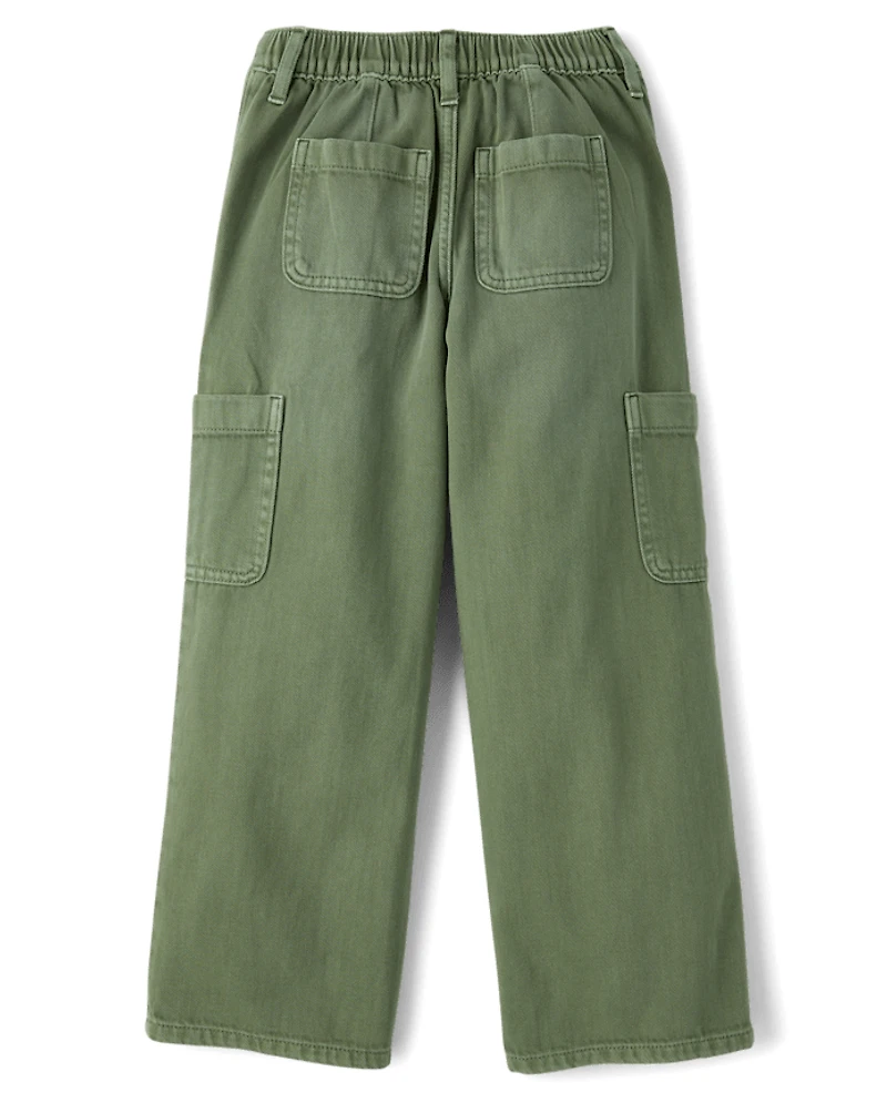 Girls Garment Dyed Baggy Cargo Jeans