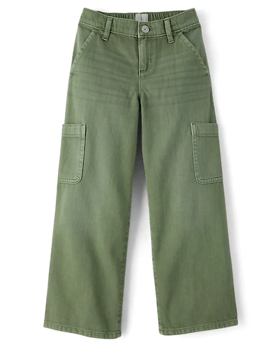 Girls Garment Dyed Baggy Cargo Jeans