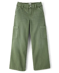 Girls Garment Dyed Baggy Cargo Jeans