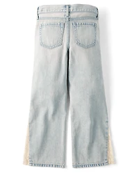 Girls Lace Inset Wide Leg Jeans