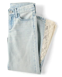 Girls Lace Inset Wide Leg Jeans