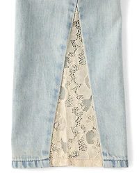 Girls Lace Inset Wide Leg Jeans