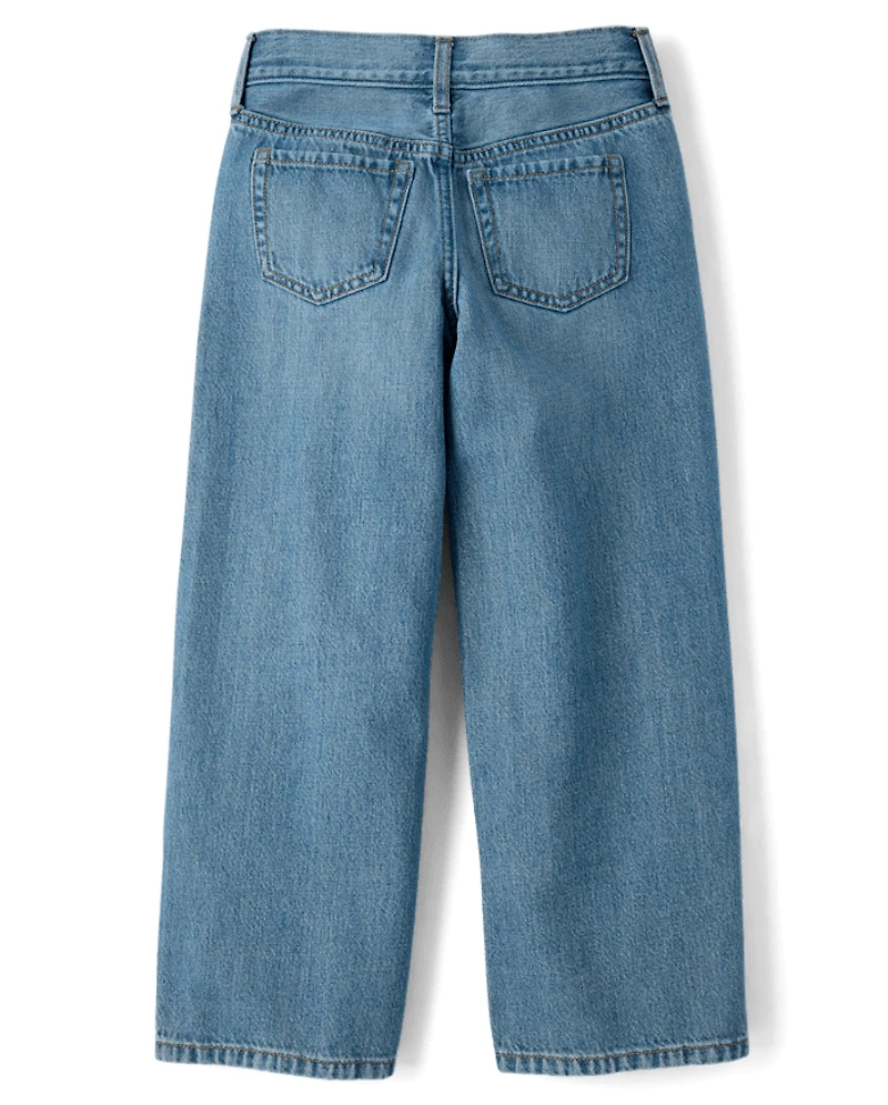 Girls Side Stripe Baggy Jeans