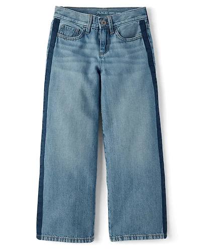 Girls Side Stripe Baggy Jeans