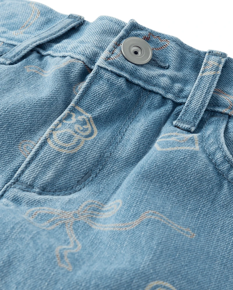 Girls Doodle Wide Leg Jeans
