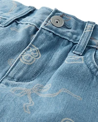 Girls Doodle Wide Leg Jeans