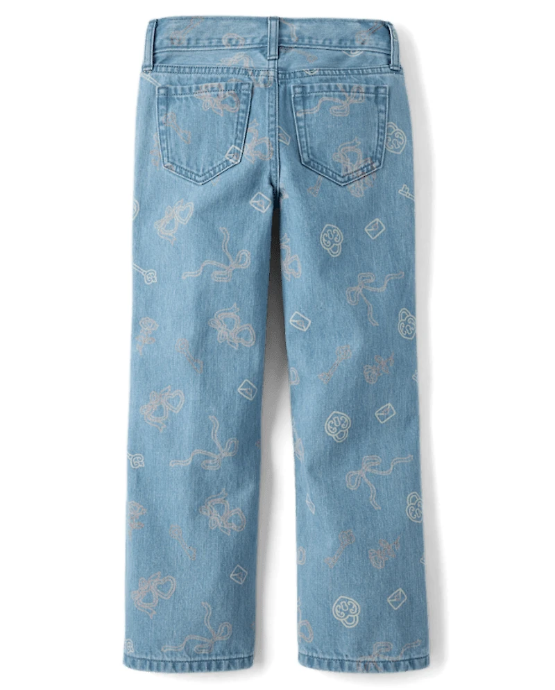 Girls Doodle Wide Leg Jeans
