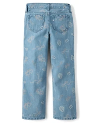 Girls Doodle Wide Leg Jeans