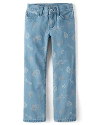 Girls Doodle Wide Leg Jeans