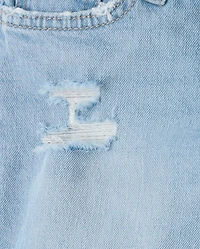 Girls Ripped Roll Cuff 90s Straight Jeans