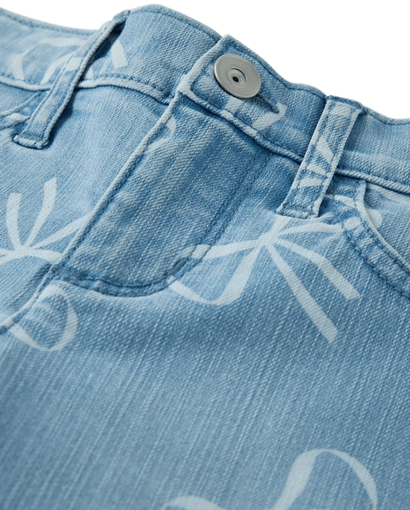 Girls Bow Pencil Jeans