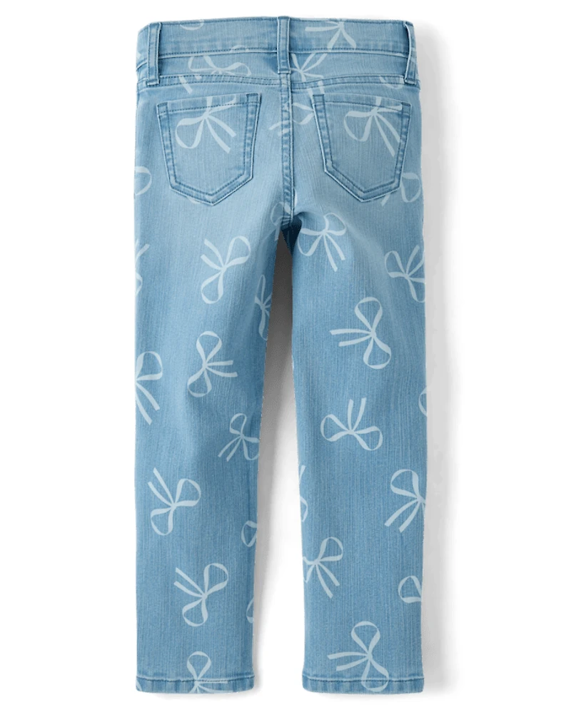 Girls Bow Pencil Jeans