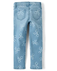 Girls Bow Pencil Jeans