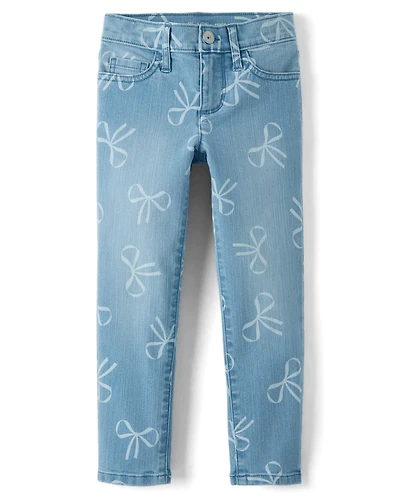 Girls Bow Pencil Jeans