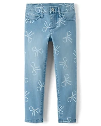 Girls Bow Pencil Jeans
