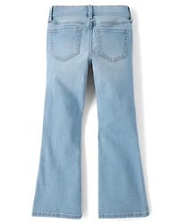 Girls Rhinestone Heart Flare Jeans
