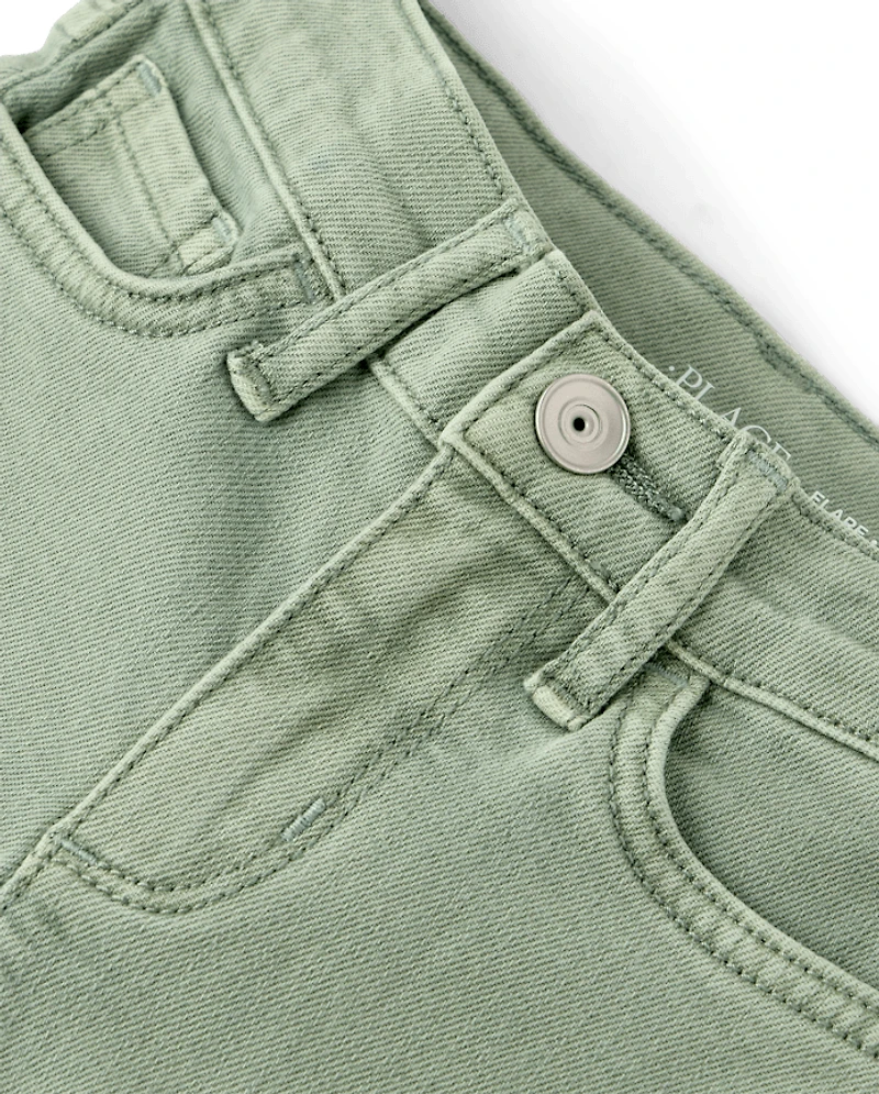 Girls Garment Dyed Flare Jeans
