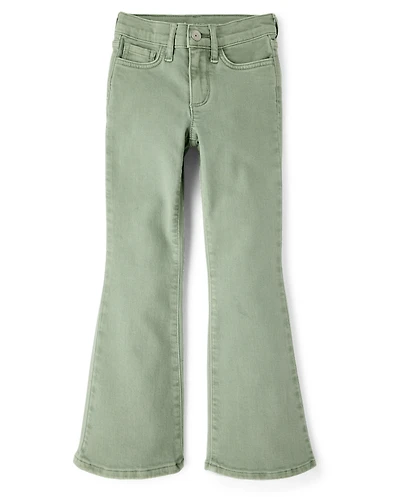 Girls Garment Dyed Flare Jeans