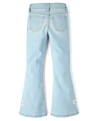 Girls Applique Bow Flare Jeans