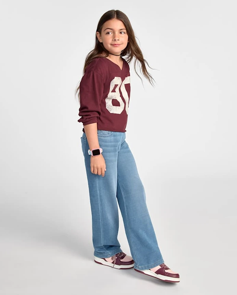 Girls French Terry Wide Leg Sweatpant Jeans