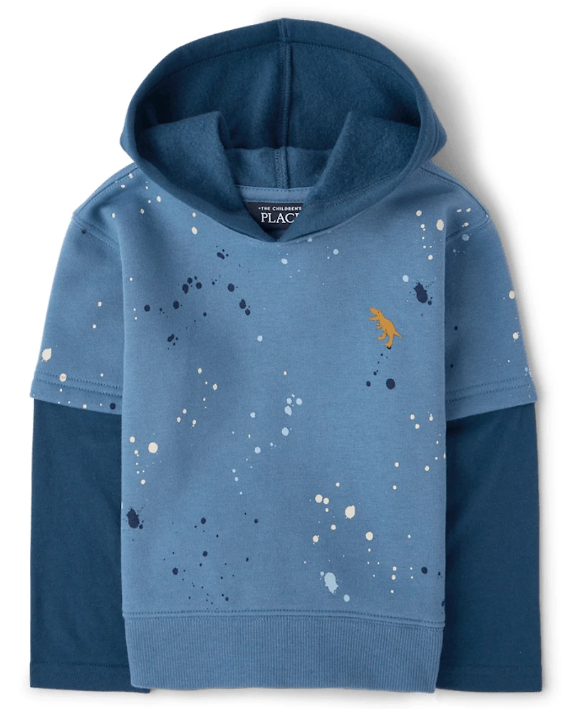 Baby And Toddler Boys Embroidered Dino Premium Fleece Hoodie