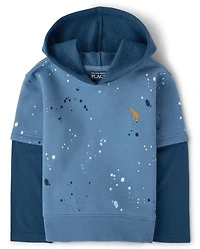 Baby And Toddler Boys Embroidered Dino Premium Fleece Hoodie