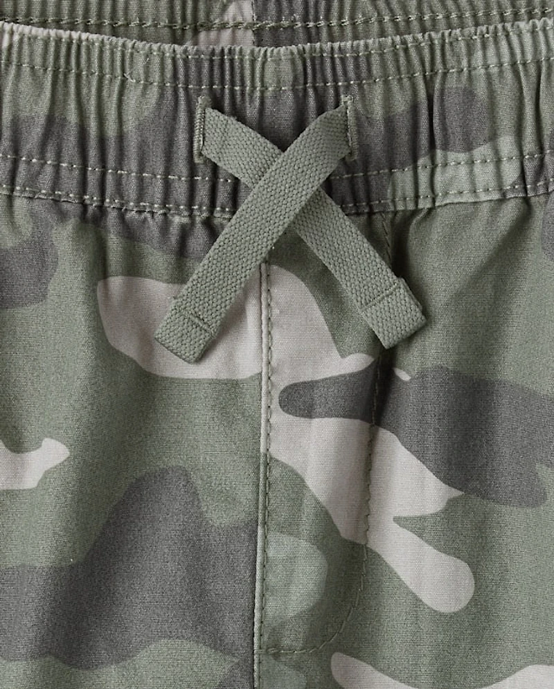 Baby And Toddler Boys Camo Poplin Cargo Jogger Pants