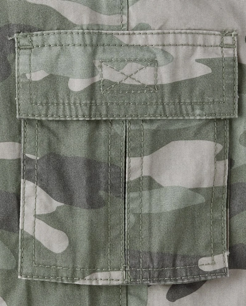 Baby And Toddler Boys Camo Poplin Cargo Jogger Pants