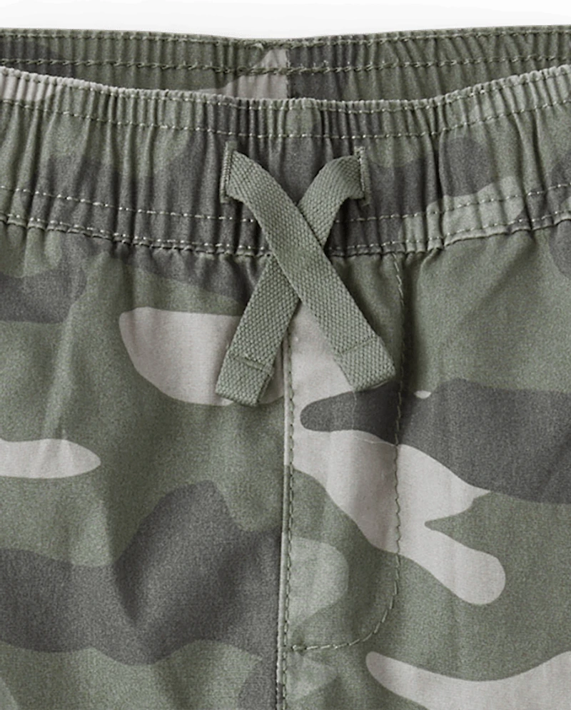 Baby And Toddler Boys Camo Poplin Cargo Jogger Pants