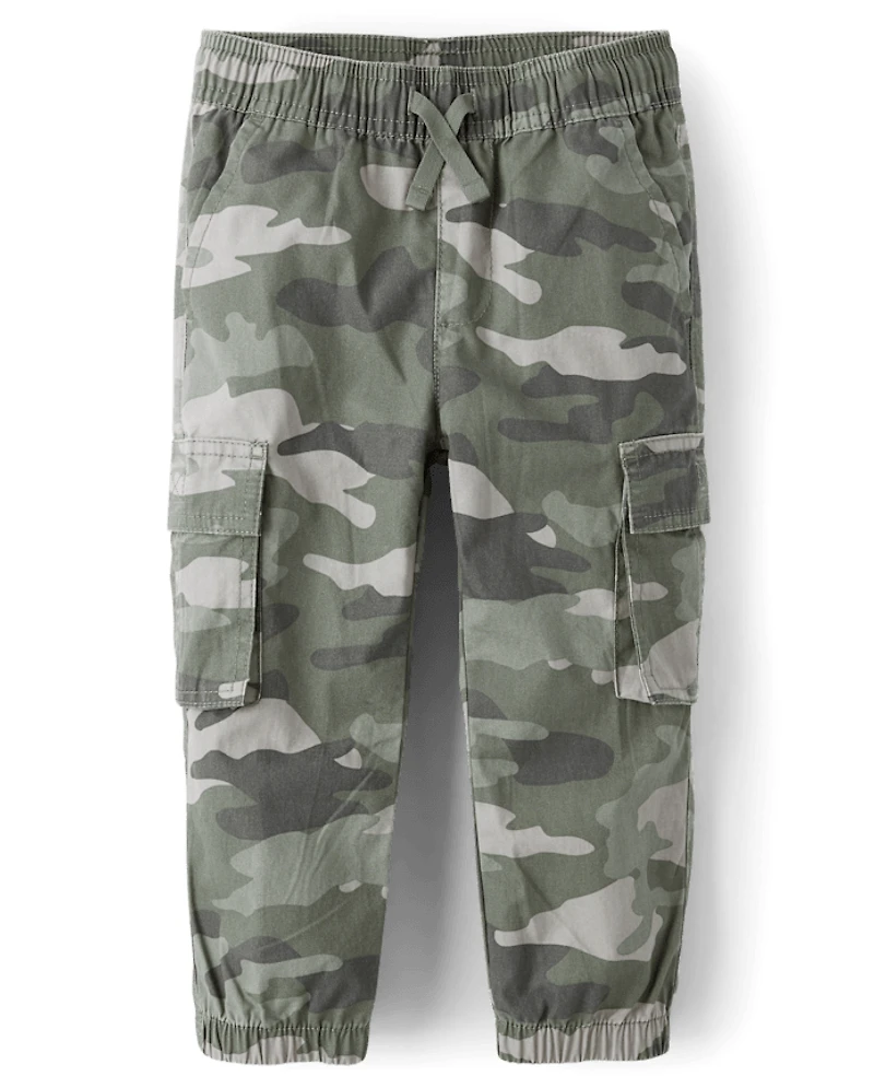 Baby And Toddler Boys Camo Poplin Cargo Jogger Pants
