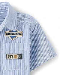 Baby And Toddler Boys Embroidered Racecar Patch Poplin Button Up Shirt