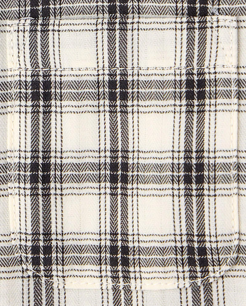 Baby And Toddler Boys Plaid Textured Poplin Button Up Shirt