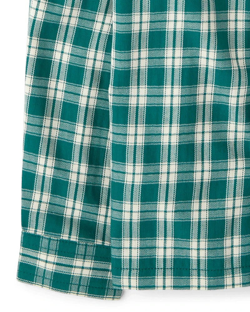 Baby And Toddler Boys Plaid Textured Poplin Button Up Shirt