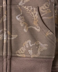 Baby And Toddler Boys Print Premium Fleece Sherpa Lined Zip Up Hoodie