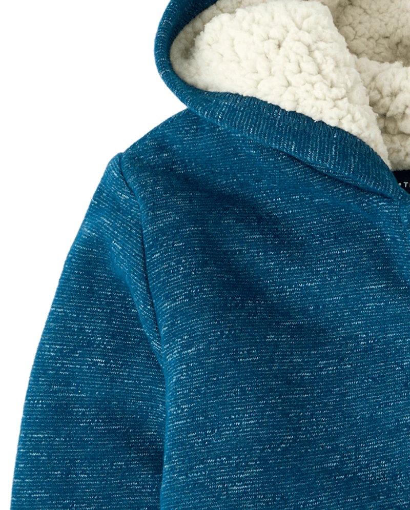 Baby And Toddler Boys Fleece Sherpa Lined Zip Up Hoodie