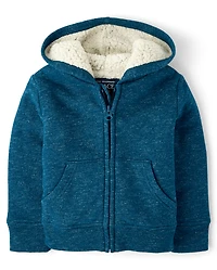 Baby And Toddler Boys Fleece Sherpa Lined Zip Up Hoodie