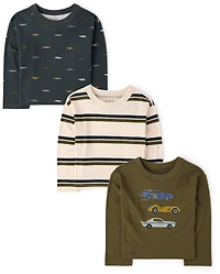 Baby And Toddler Boys Racecar Top 3-Pack