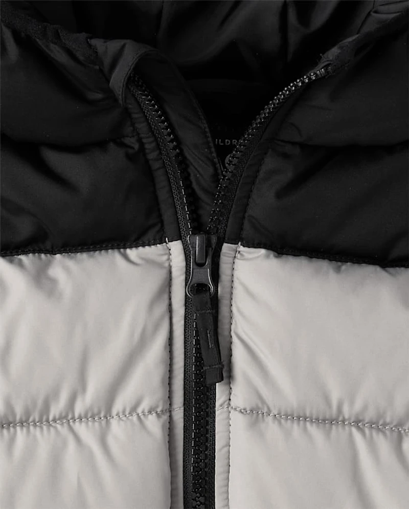 Toddler Boys Colorblock Hooded Puffer Jacket