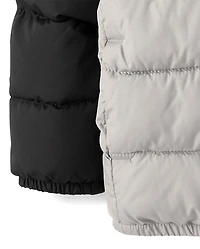 Toddler Boys Colorblock Hooded Puffer Jacket
