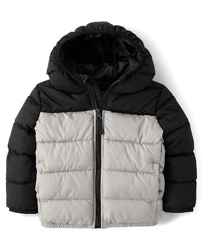 Toddler Boys Colorblock Hooded Puffer Jacket