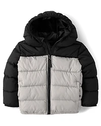 Toddler Boys Colorblock Hooded Puffer Jacket