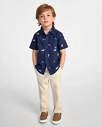 Baby And Toddler Boys Roll Cuff Pull On Chino Pants
