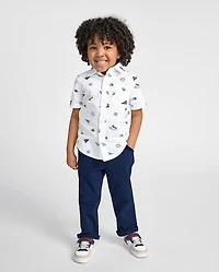 Baby And Toddler Boys Roll Cuff Pull On Chino Pants