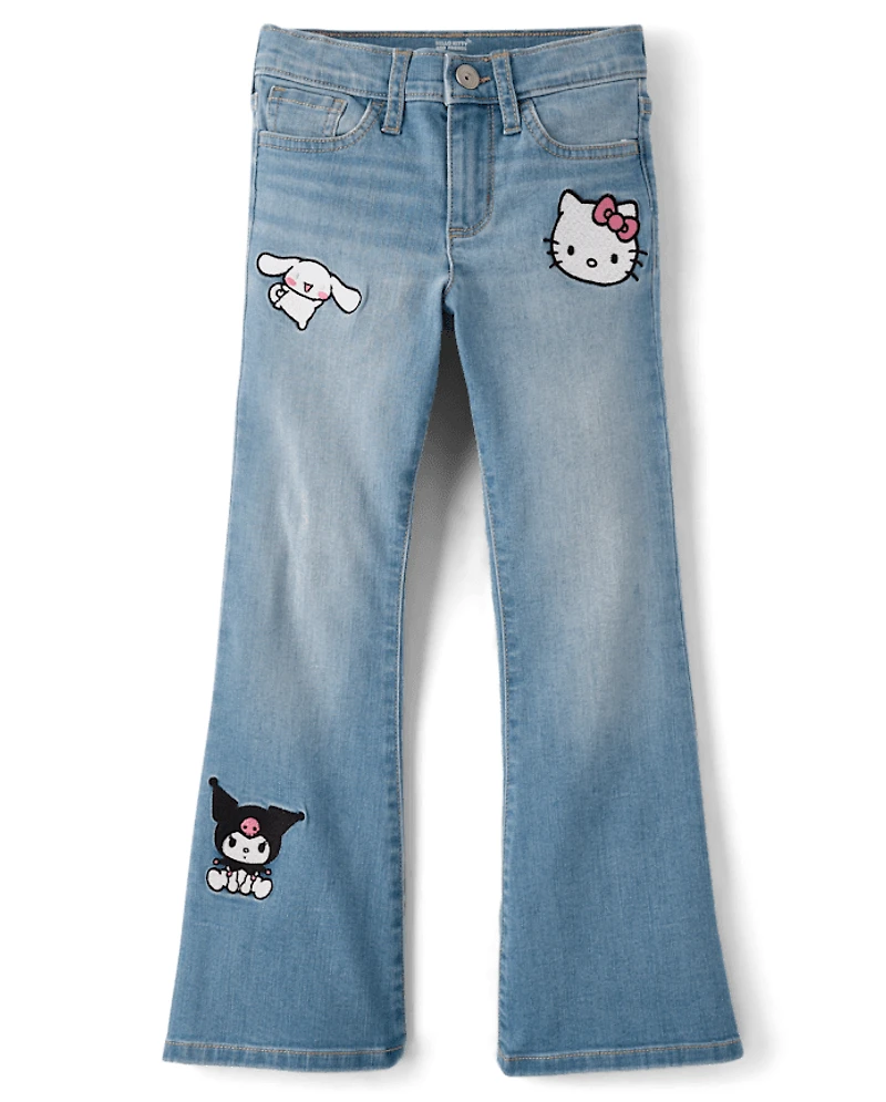 Girls Hello Kitty® And Friends Embroidered Flare Jeans