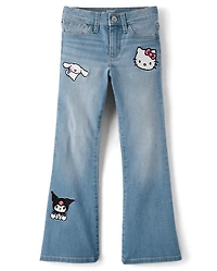 Girls Hello Kitty® And Friends Embroidered Flare Jeans