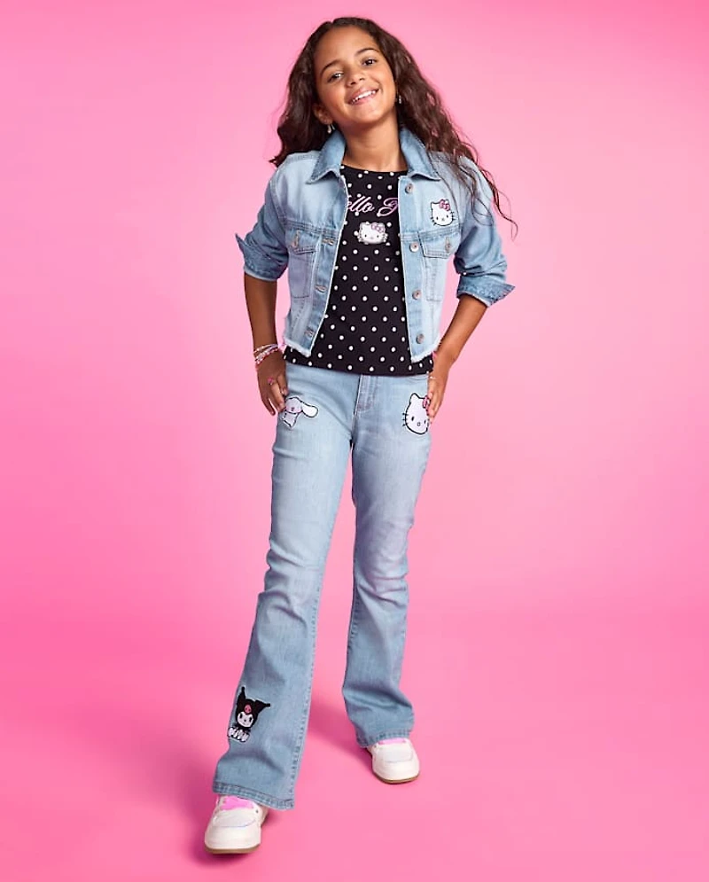 Girls Hello Kitty® And Friends Embroidered Flare Jeans