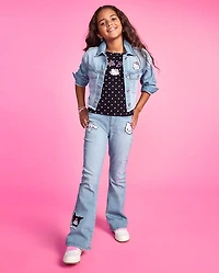 Girls Hello Kitty® And Friends Embroidered Flare Jeans